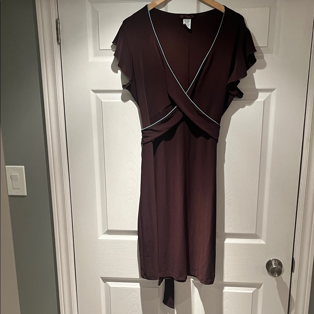 Elegant Brown Midi Dress with Ruffle Sleeves